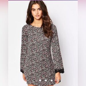 Band of Gypsies Lace floral Sleeve Mod Swing Dress size m